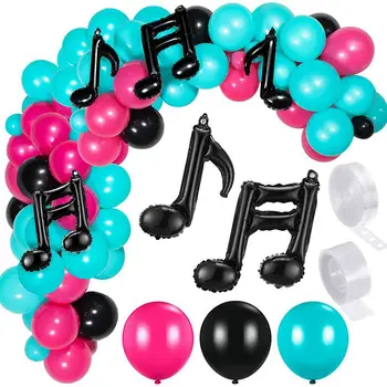 Black Rose Modrá Farba Latexový Balón 125pcs Vyhovovali Video Theme Music Party Usporiadanie Hudobných Poznámka Fólie Loptu Dodávky 4093