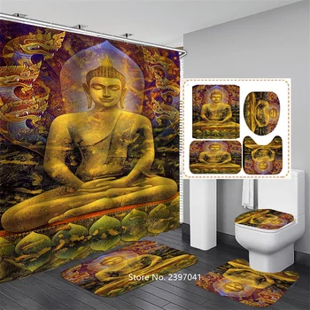 Buddha Kúpeľňa Set Sexi Bohyňa, Kúpeľňa Mapu Nepremokavé Sprchový Záves Non-slip Koberec, Wc Kryt Mat Nastaviť 43055