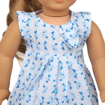 Bábika Hovoriť Letné 18-palcové American Doll Hračky Pre Dievčatá Oblečenie Sklzu Šaty Modré Šaty, Oblek Pre 43 Cm Nového Baby Born Bábik 12897