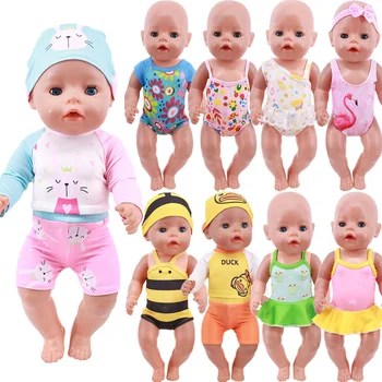 Bábiky Oblečenie Bee/Flamingo/Unicorn Plavky Pre 18-palcové American Doll Dievčatá a 43 cm Baby Nové Narodený Príslušenstvo Generácie Dieťa Hračku Darček 35601