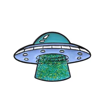 Cartoon Brošňa Odznak Milovníkov Pin Tvorivé Lietať Loď Mimozemské UFO Smalt Pin Džínsové Bundy Golier Odznak Kolíky Klopě Pin Šperky Darček