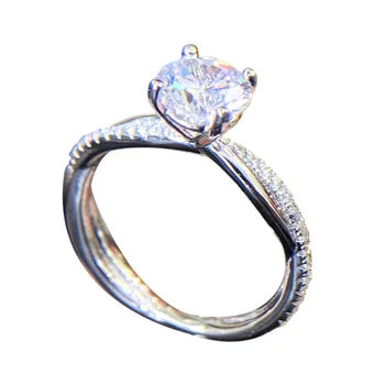 CC S925 Strieborné Prstene Pre Ženy, 7mm 1.25 ct Cubic Zirconia Kameň Vložkou Twist Romantický Svadobný Prsteň, Šperky Drop Shipping CC1614 10478