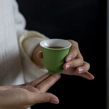 CHANSHOVA 50ml Čínsky retro štýl zelená keramické čaj, pohár vína, pohár čaju nastaviť Čínskeho Porcelánu H499