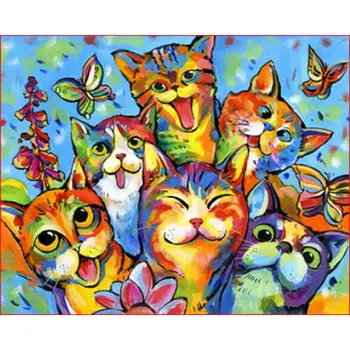 CHENISTORY Mačka Maľovanie Podľa Čísel Rám Zvierat Rodiny DIY HandPainted olejomaľba Moderné Nástenné Art Canvas Pre Domova Darček