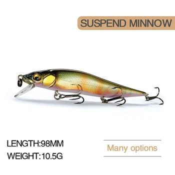 CHODIŤ RYBY Minnow Pozastaviť Rybárske Lure 98mm 10.5 g Wobblers Umelé Rybárske Návnady Striebro Kaprov A Bighead Kaprov Rybolovu Nástroje 2766