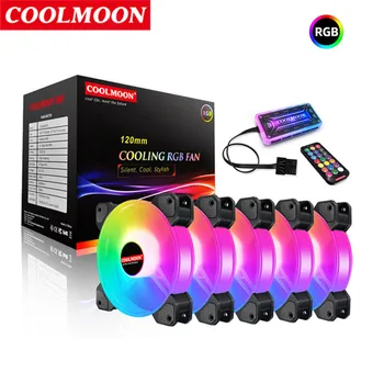 Coolmoon 120mm Počítač Prípade Ventilátor RGB 6PIN Nastaviteľné Farebné Čítanie Pre Radiátor Nastaviť rýchlosť Chladiča svetlá Ventilador 40646