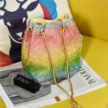 Crystal Vedro Taška pre Ženy Multicolor Drahokamu rainbow Korálkové Dámske Kabelky Nové 2020 Luxusné dizajnér Taška cez Rameno 555