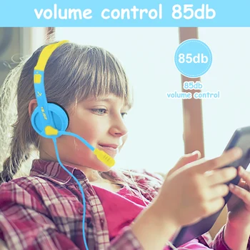 Deti Slúchadlá s Mikrofónom Nastaviteľné 3,5 mm Káblové Slúchadlá 85 db Obmedzené potlačenie Šumu Slúchadlá pre PC, iPad Vzdelávania