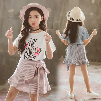 Dievčenské nové rose krátke sukne vyhovovali detské letné rekreačné kórejský športové tričko 13084