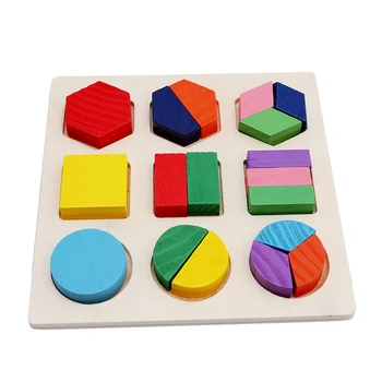 Dieťa Farebné Drevené Budovy Bloku Montessori Skoro Vzdelávacie Hračky Duševného Geometrie Hračka Montáž Bloky Záľuby 31273