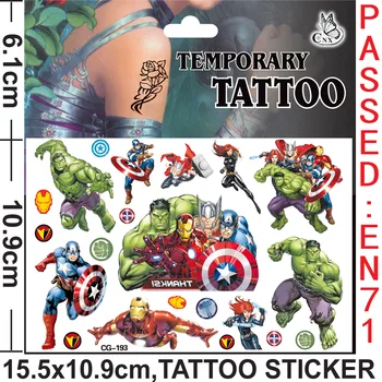 Disney Hrdina Tetovanie Nálepky Detí, Narodeniny, Party Dekorácie iron Man Nálepky Akcie Obrázok Hulk nálepky Cartoon Deti Darček 6819