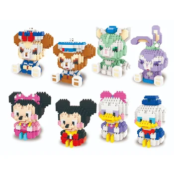 Disney Karikatúry Mini Bloky Mickey Minnie Cartoon Tehla Hračky Hobby Model Micro Budovy Tehlové Bloky, Akčné Figúrky, Hračky pre Deti,