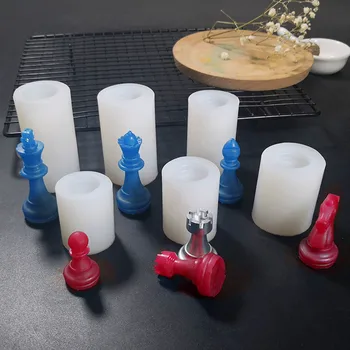 DIY Silikónové Šach Formy Nastaviť Šachovnica Casting Mold Crystal Epoxidové Živice Formy Ručné Nástroje Darčeky Pre Deti 7485