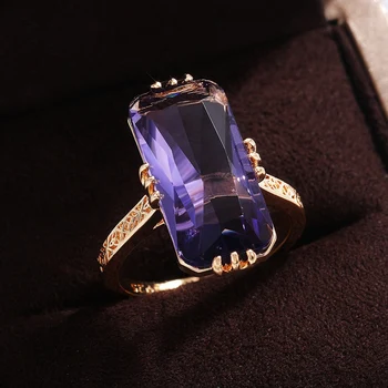 Dlhý Tvar Akryl Purple Stone Prstene pre Ženy Módne Svadobné Svadobné Party Krúžok Elegantná Dáma, Doplnky, Módne Šperky 14637