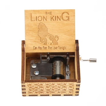 Drevené Music Box Narodeniny Party Láskavosti Darček Pre Deti, Starožitný Vyrezávaný Lion King Music Box Ručne Kľukou Drevený Hudobný Vianočný Darček 64292