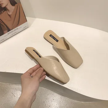 Dámske Papuče Vonkajšie Ploché Muller Topánky Ženské Módne Sandále 2021 Nové Módne Otvorené Prst Papuče Módne Ženy Kožené Topánky