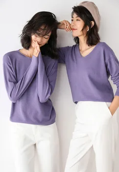 EDressU 2021 Ženy Voľné Jumper Plus Veľkosť kórejský Knitwear Topy Obyčajný Jar Jeseň Office Lady Bežné Pulóver Sveter HW-2020 36972