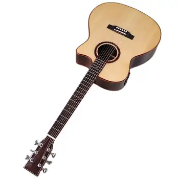 Elektrické Akustické Gitary, 6 String 40 Palcový Prirodzené Farby Vysoko Lesklý Masívneho Smrekového Dreva Top Rezu Folková Gitara s EQ 8752