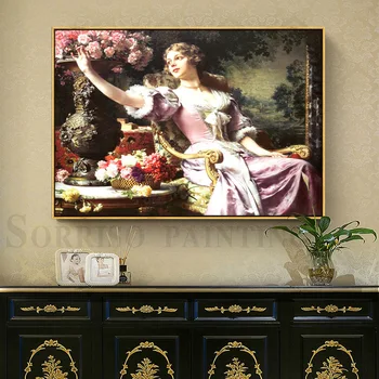 Európa Retro Klasickej Krásna Žena, Plátno, Maľovanie Domov Spálňa Decor Plagáty A Vzory, Obrázky Na Steny V Obývacej Izbe Umenie