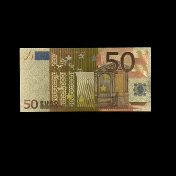 Farebné Eurových Bankoviek 10pcs/veľa 50 EUR Zlatej Fólie Bankoviek na Zber a Dary, Peniaze EÚ Nádherné Remeslo 46416
