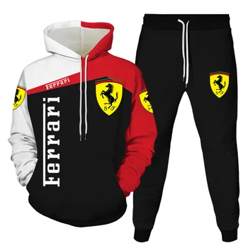 Ferrari Muž Hoody Sady Šport Beh 3D Mikina Nastaviť Pár Sweatpant Unisex Hoody Topy+Nohavice Mužov Bežné Bežné Móda