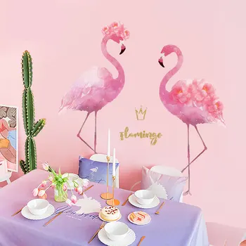Flamingo Stenu, Nálepky Láska Plameniakov Tapety, PVC Ubytovni Svadobné Pozadí Steny Papier Pre Domáce Obývacia Izba Dekoratívne 7511