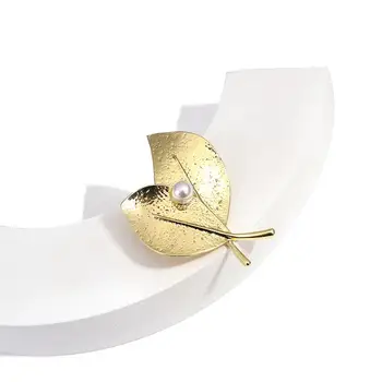 Flashbuy Nový Dizajn Pearl Gold Leaf Brošne Ženy Strany Brošňa Kolíky Módne Šperky Ženské Dary 2245