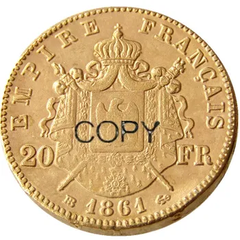Francúzsko 20 Frank 1861B pozlátená Kópia Mince