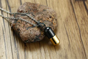 FXM GCN13 oceľový náhrdelník hot predávať populárny jeden muž 29mm kapsule tvar zlatá farba milenca darček ženy šperky 5963