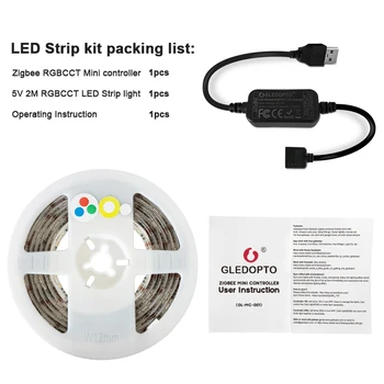 GLEDOPTO zigbee regulátor mini smart TV LED pásy svetla kit, 5V usb rgb+scs počítač LED pásy svetla, práca s zigbee hub echo