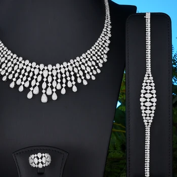 GODKI Nové Trendy 4PCS Plný Micro CZ Luxusné Afriky Šperky Set Pre Ženy, Svadobné Party Zirkón Crystal Indickej Neckalce Náušnice