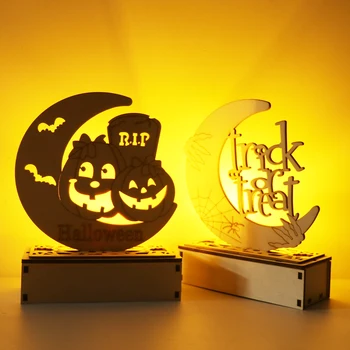 Halloween Tekvica Ghost Čarodejnice Drevené LED Svetlo Dekoračné 2021 Halloween Dekor pre Domáce Halloween Party Dekor Dodávky Priazeň 5576