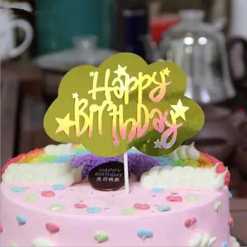 Happy Birthday Cake Vňaťou pre Tortu Zlato Tortu Príznak pre Rodiny Narodeninovej Party Pečenie Dekorácie Dodávky