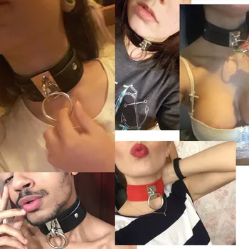 Harajuku Nehrdzavejúcej Ocele náhrdelník Sexy Pu kožené ženy Golier Otroctva Goth Pás Choker Gotický náhrdelník punk Ženy Šperky 3363