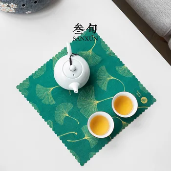 High-end utierky čaj handričkou obrus absorpčné čaj stolný podložky zvýšiť hrniec uteráky čaj mat zahusťovanie čaju zásobník Štvorcový šál 28640