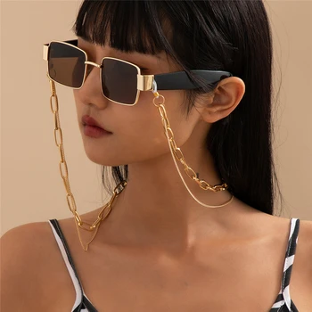 Hip Hop Multi-layer slnečné Okuliare Reťazca ozdobná šnúrka na uniforme Krk Hrubé Kovové Reťaze Na Okuliare Módne Ženy Šperky 22673