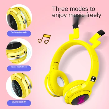 Hlava-montáž neckband slúchadlá cartoon bluetooth headset Pikachu detské hudobné slúchadlá vzdelávania bluetooth slúchadlá 9717