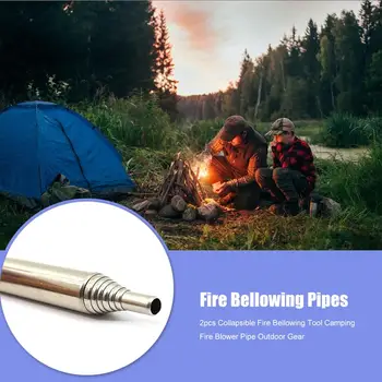 Hot Predaj Oheň Bellowing Rúry Klasické Jemné 2ks Skladacie Oheň Bellowing Nástroj Camping Oheň Ventilátor Rúry Vonkajšie zariadenia 10236