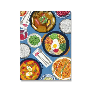 Japonskej Kuchyne Plátno Maľby, Kreslené Sushi Tempur Úhora Ryža Wall Art Potravín Plagát a Vytlačený Obrázok, pre Kuchyňa Izba Dekor