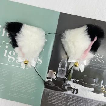 Japonský vlásenky biela našuchorený mačka uši, vlasy hoop žena luk bell headdress vlasy klip hlavový most nevyhnutné pre pranie Neko uši 61656