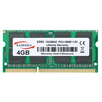 KAMOSEN DDR3 RAM 4GB 1333MHz zbrusu nový nízke napätie 1,5 V PC3-10600 Notebook pamäte SODIMM 204-pin, non-ECC