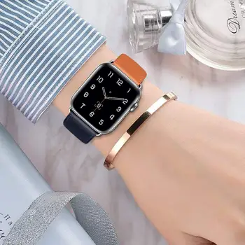 Kožený pás pre Apple hodinky remienok 44 mm 40 mm 38 mm 42 mm iWatch série 6 se 5 4 3 Jednej tour náramok Apple hodinky Kožený remienok 35296