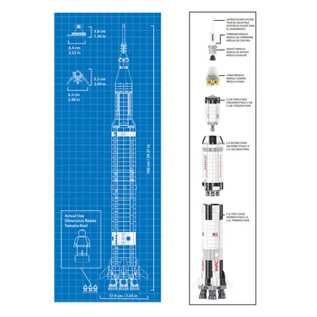 Kreatívne Apollo Saturn Č. 5 Nosenie 21309 Rocket Tehly Vzdelávací Model Stavebné Bloky Nápady Série Dieťa Dieťa Hračky Narodeninám 4180