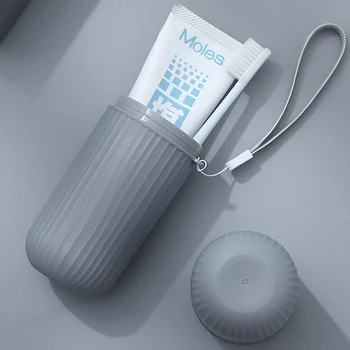 Kreatívne Cestovné Prenosné Zubná Pasta Zubná Kefka Držiteľ Prípade Non-Slip Pásy Germproof Úložný Box Plastový Pár Kúpeľňa Pohár