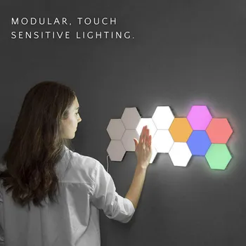 Kreatívne LED Šesťhranné Nástenné Svietidlo Spálňa Decor Nočné Svetlo Dotykový Snímač Modulárny Quantum Lampara Svietidlá pre Domáce Dekorácie Svetlá