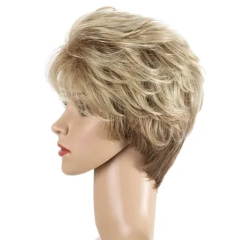Krátke Blond Parochňu Pixie Kučeravé Syntetické Parochne pre Biele Ženy Denne Vlasy Parochňa Tepelne Odolných Vlákien