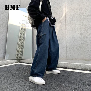 Kórejský Štýl Hip Hop Móda Rovné Džínsy Kpop Ulzzang Pár Džínsové Nohavice Voľné Harajuku Bežné Cargo Nohavice Mužov Oblečenie
