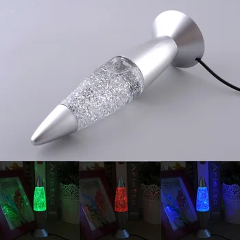 Led RGB Strany 3D Night Nočná Zmena Farby Rakety Tvar Domova Prenosné Lesk USB Nabíjateľné Lávové Lampy