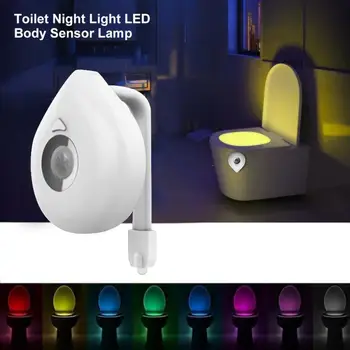 LED Wc Sedadlo Noc Svetelný Senzor Pohybu, WC v každej izbe Svetlo, 8 Farby Premenlivé Lampa AAA Batérie Powered Podsvietenie Pre Wc Misy Dieťa 58906