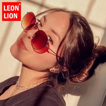 LeonLion 2021 Kolo Retro Slnečné Okuliare Ženy/Muži Oválne Okuliare Pre Ženy, Luxusné Značky Okuliare Ženy Zrkadlo Oculos De Sol Gafas